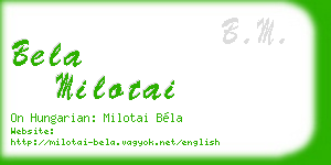 bela milotai business card